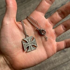 Vintage Y2K West Coast Choppers Silver Cross Pendant Necklace